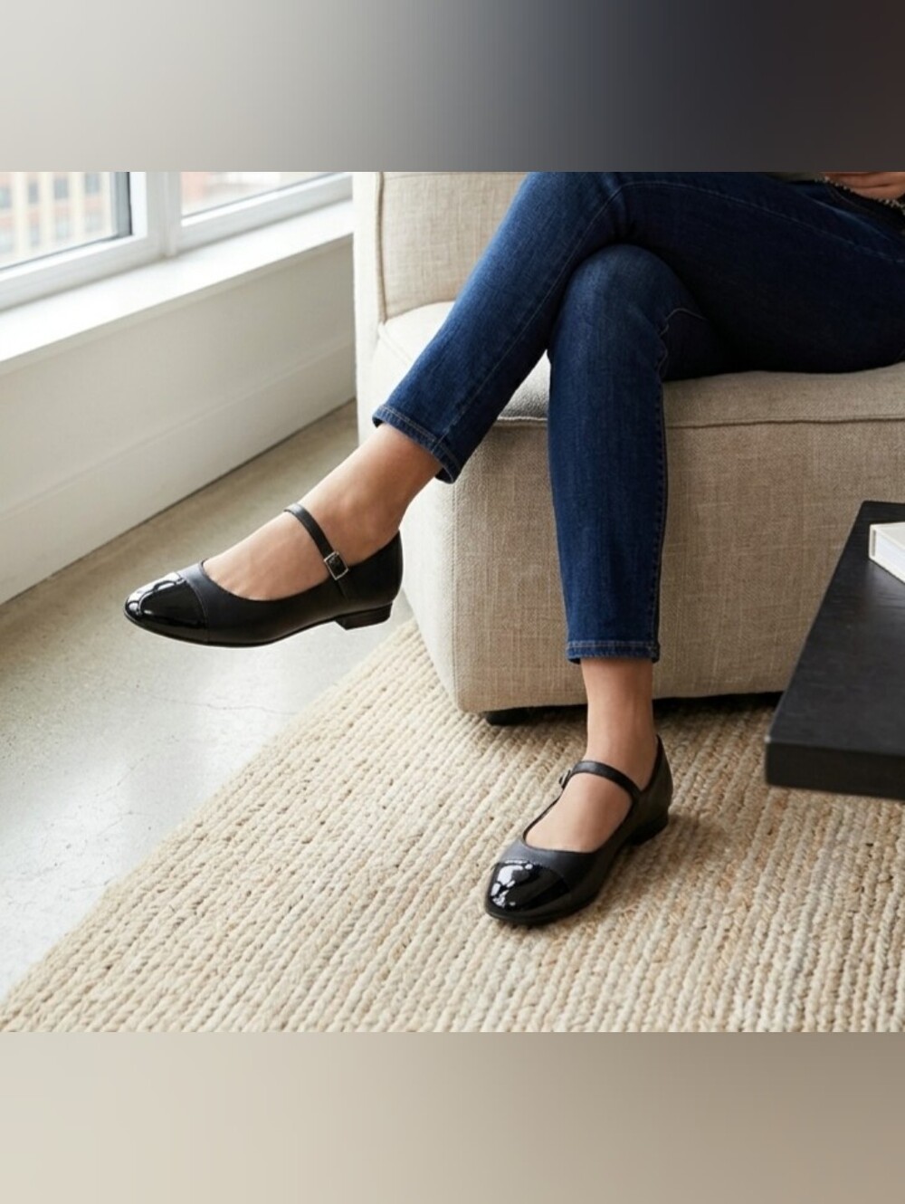 TAHARI Black Patent Leather Flats Loft